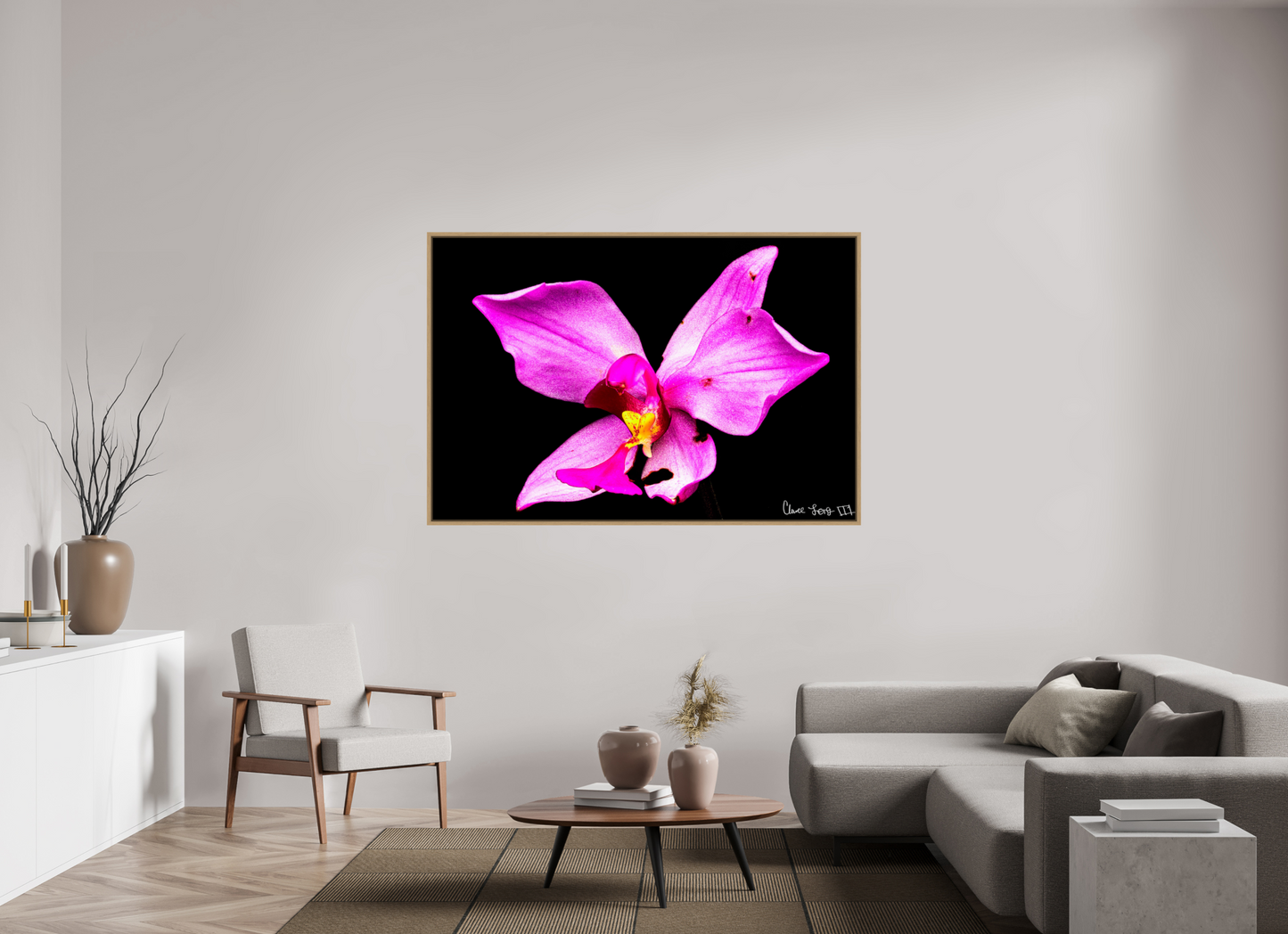 66 x 44″, Floater Frame Natural Oak Efflorescence