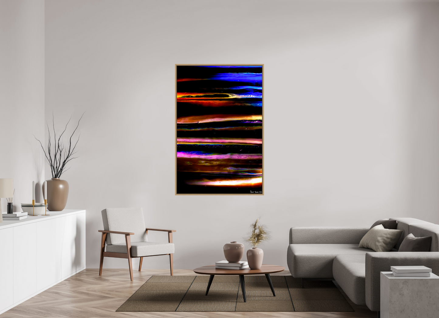 40 x 60″, Floater Frame Natural Oak Jupiter’s Storm