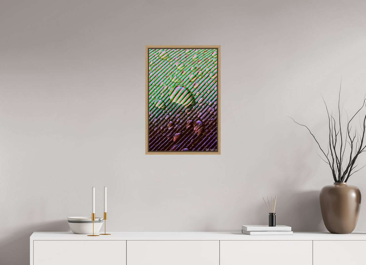 16 x 24″, Floater Frame Natural Oak Superabundance