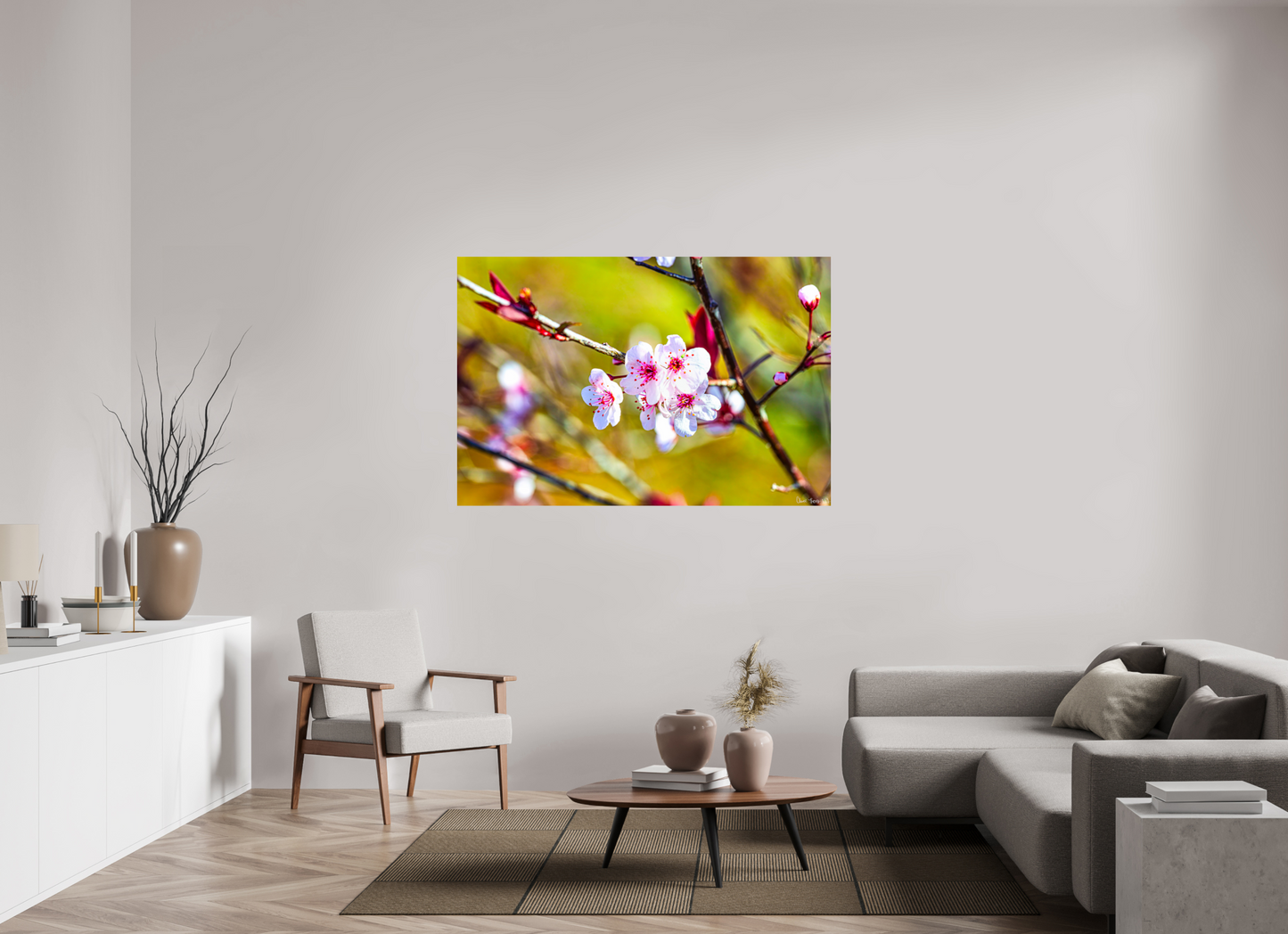 60 x 40″, Glossy Metal Cherry Blossom