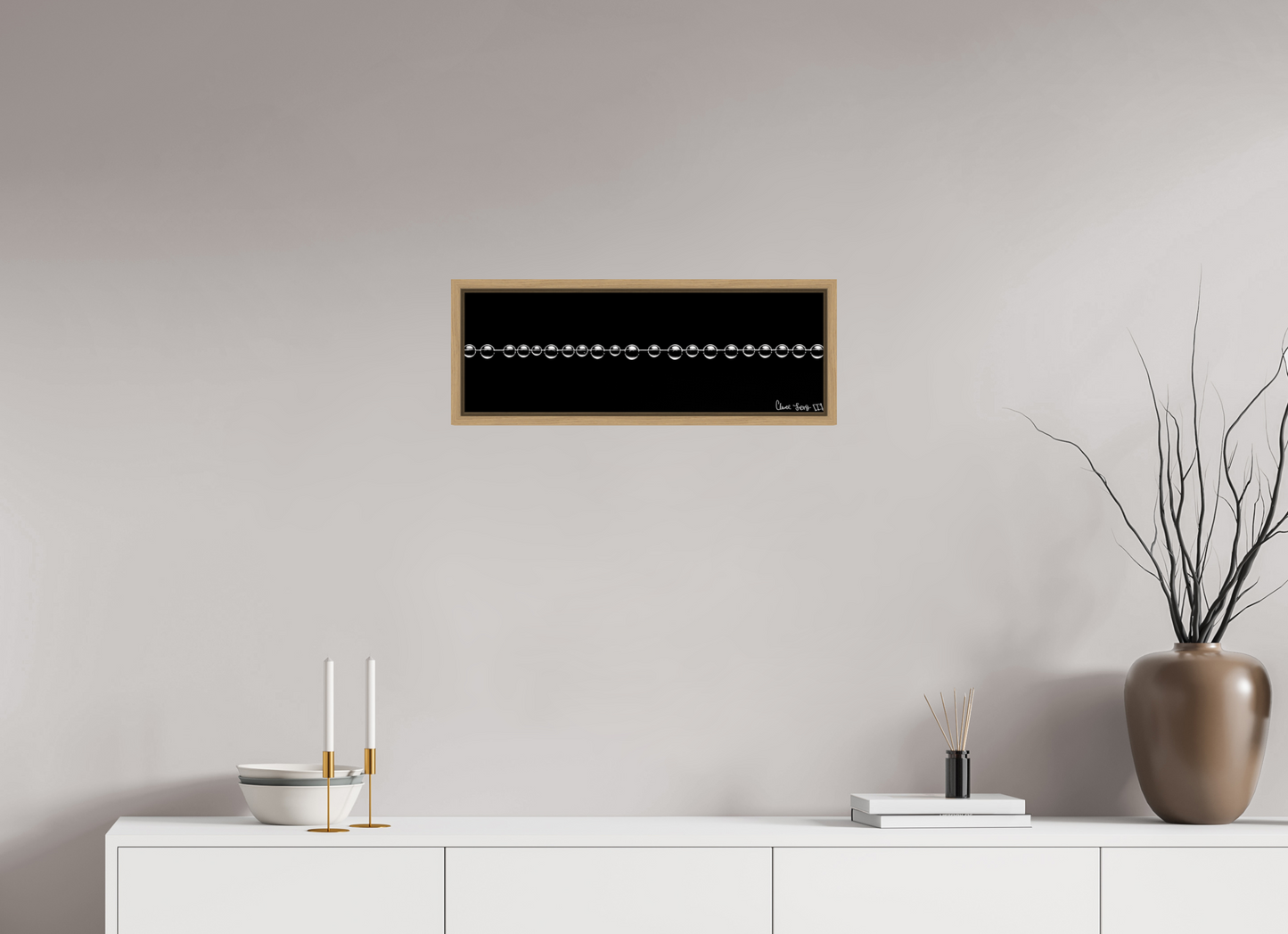 24 x 8″, Floater Frame Natural Oak Orbed Symmetry