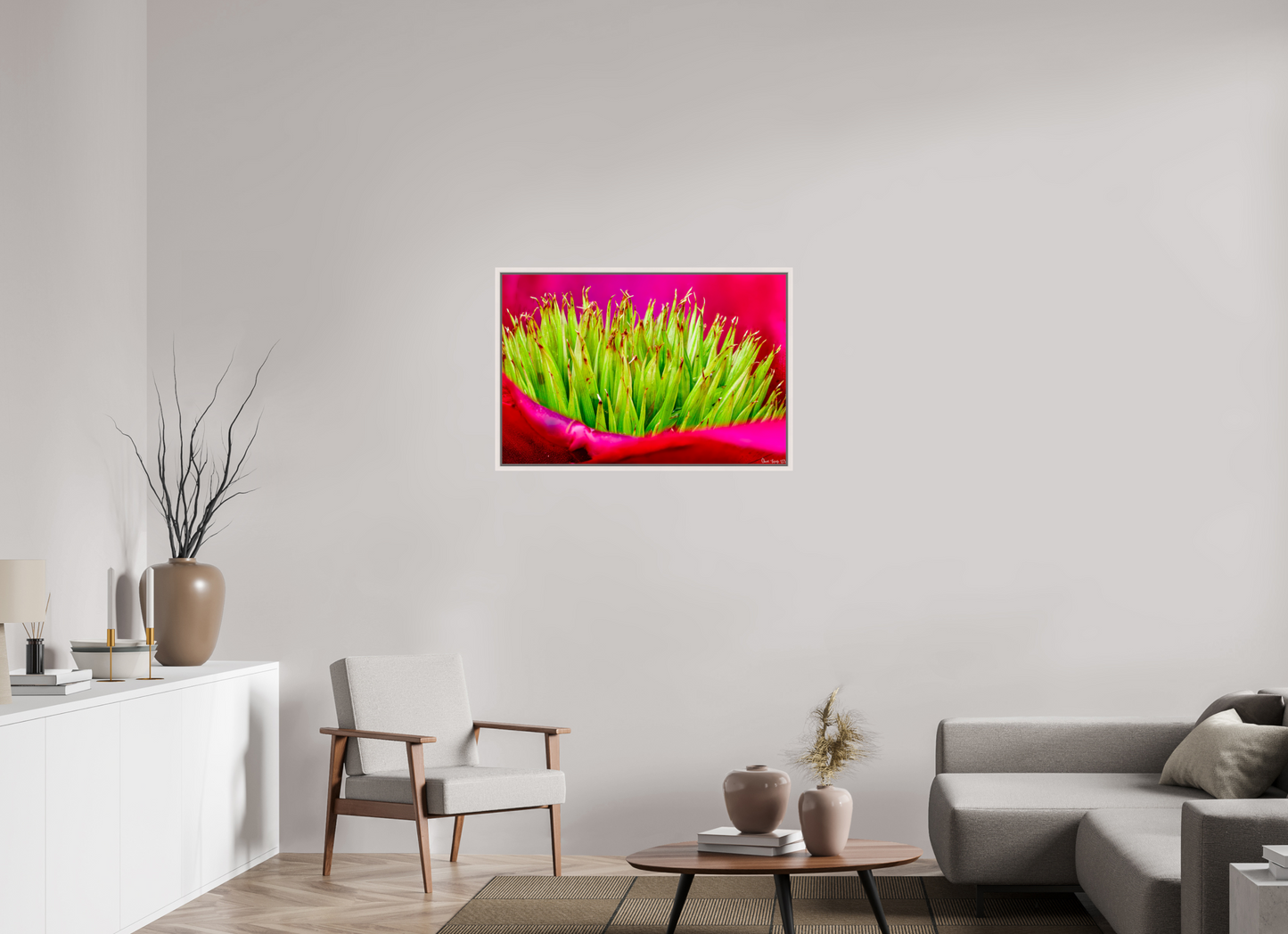36 x 24″, Floater Frame Maple White Spiked