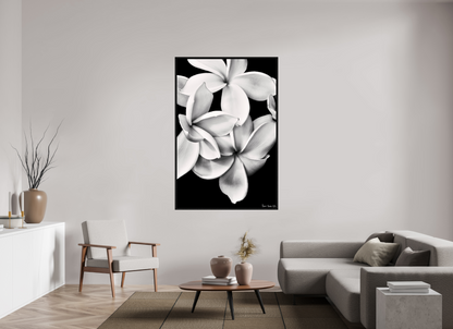 44 x 66″, Floater Frame Black Oak Floral Abyss