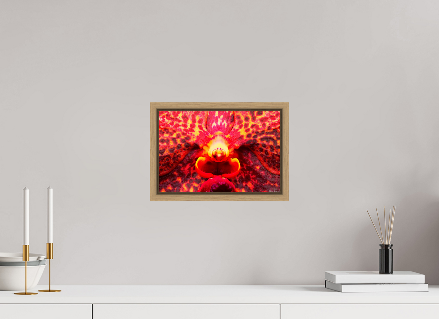 12 x 8″, Floater Frame Natural Oak Orchid’s Last Stand in the Inferno