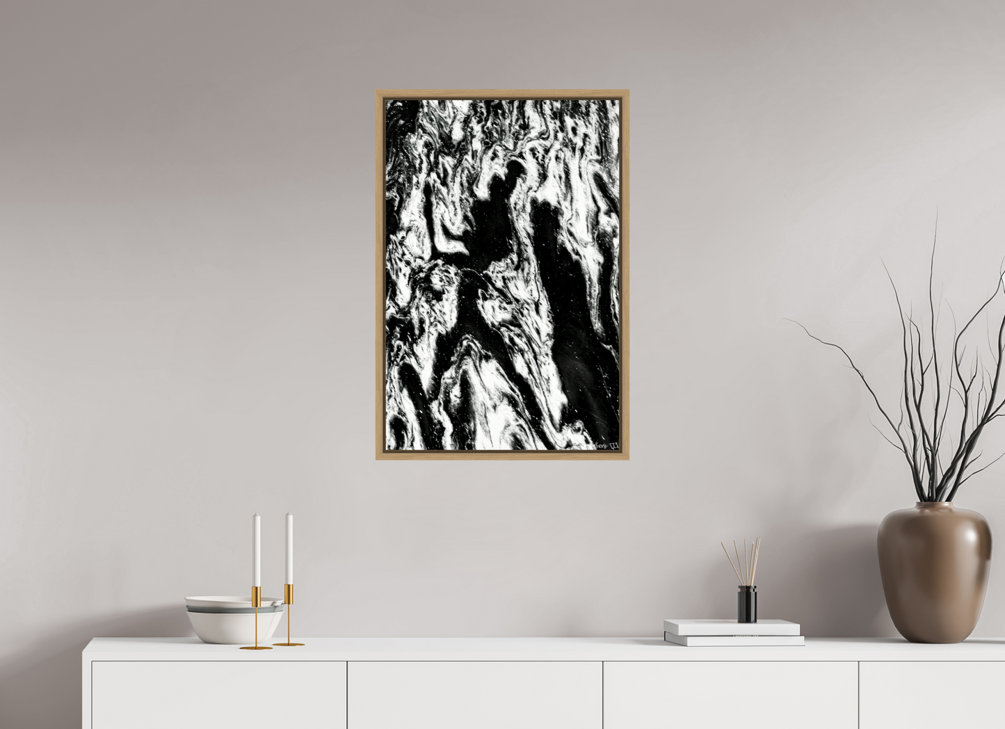 20 x 30″, Floater Frame Natural Oak Frolicking Shadows