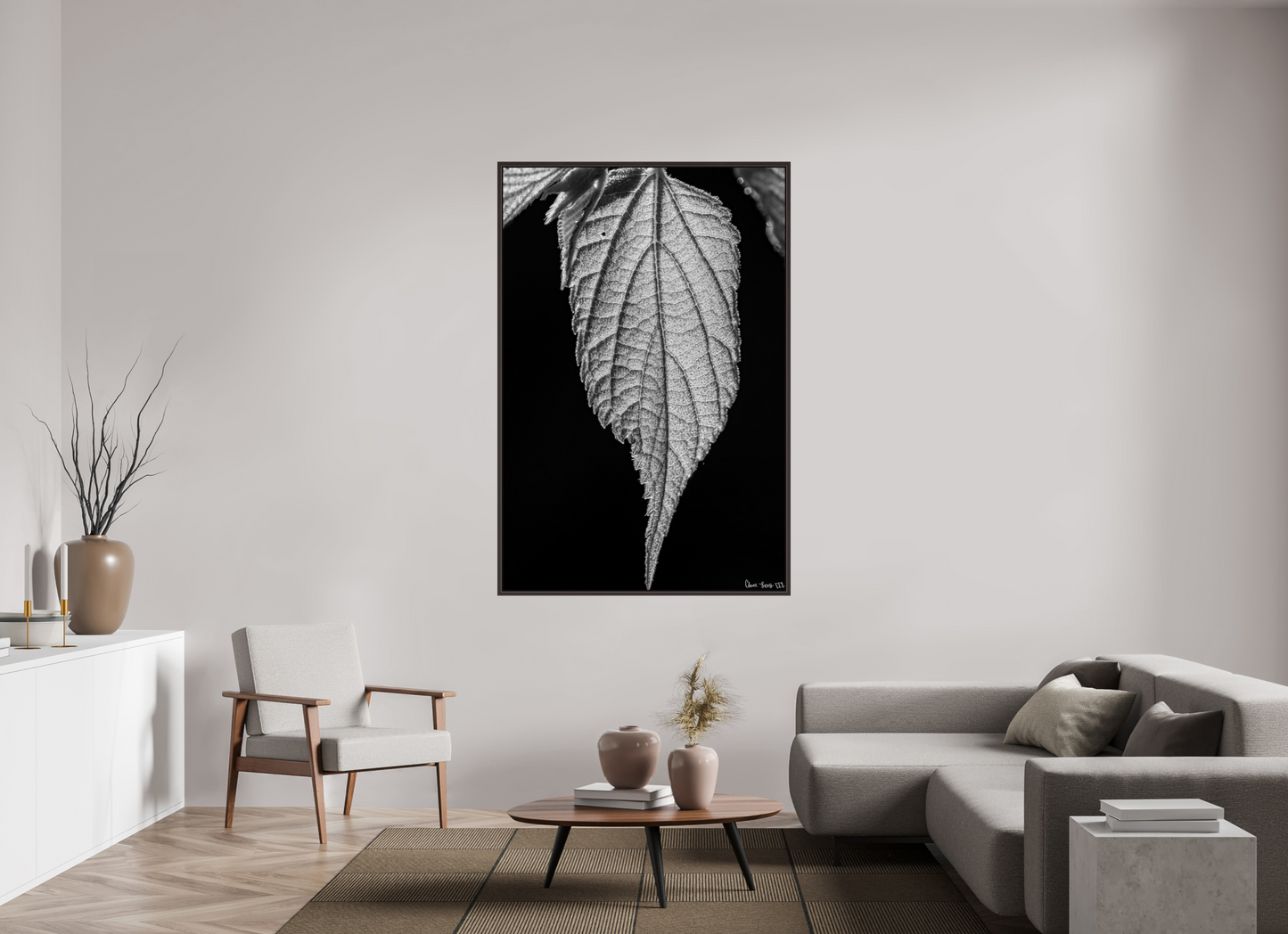 44 x 66″, Floater Frame Alder Brown Reticulate Venation