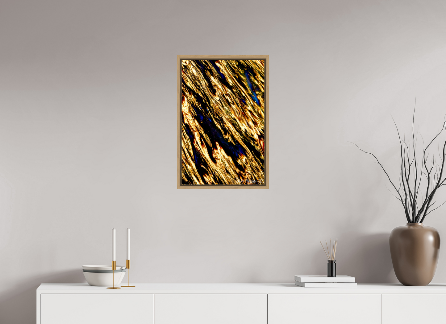 16 x 24″, Floater Frame Natural Oak Gilded Permeation