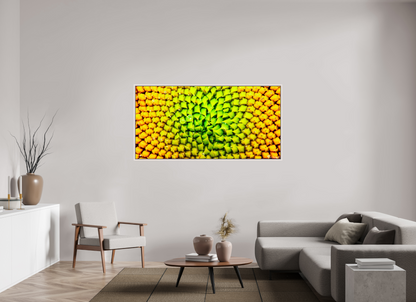 70 x 35″, Floater Frame Maple White Geometric Harmony
