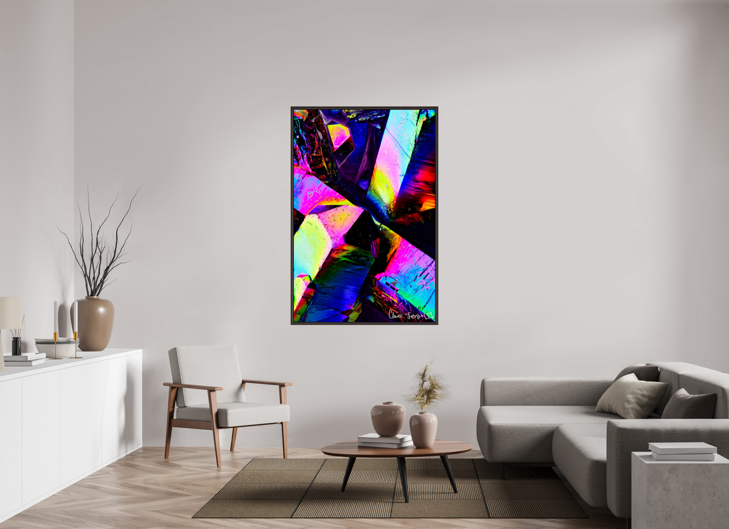 40 x 60″, Floater Frame Alder Brown Prismatic Shards