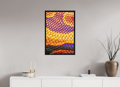20 x 30″, Floater Frame Black Oak Python’s Iridescence