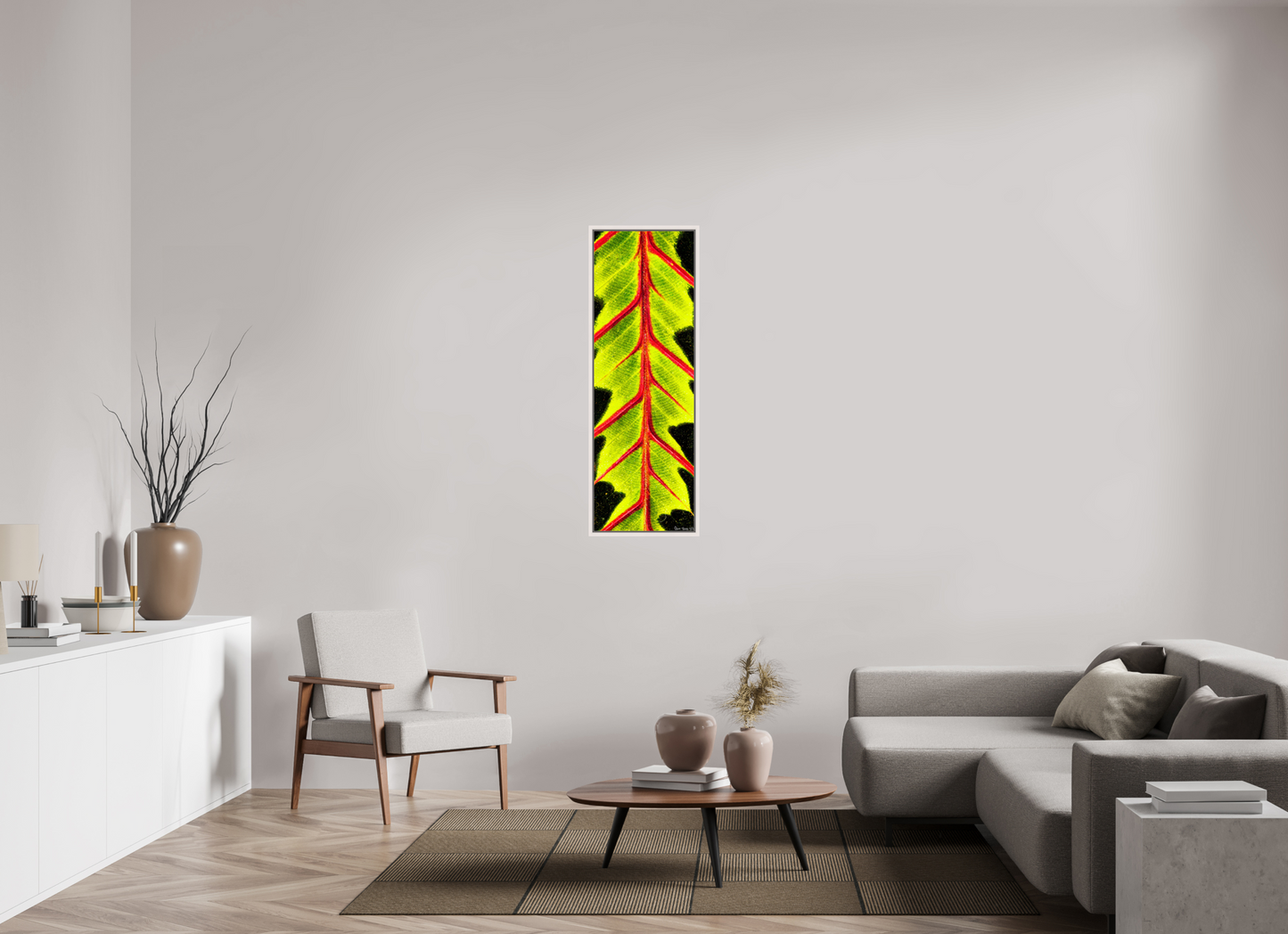 16 x 48″, Floater Frame Maple White Highlighted Maranta