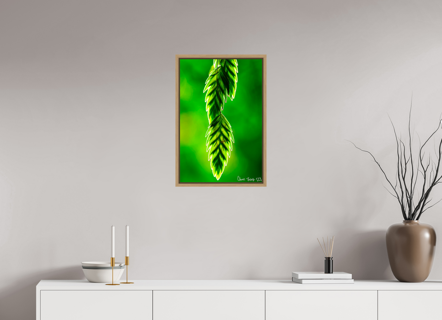 16 x 24″, Floater Frame Natural Oak Harmonic Trinity