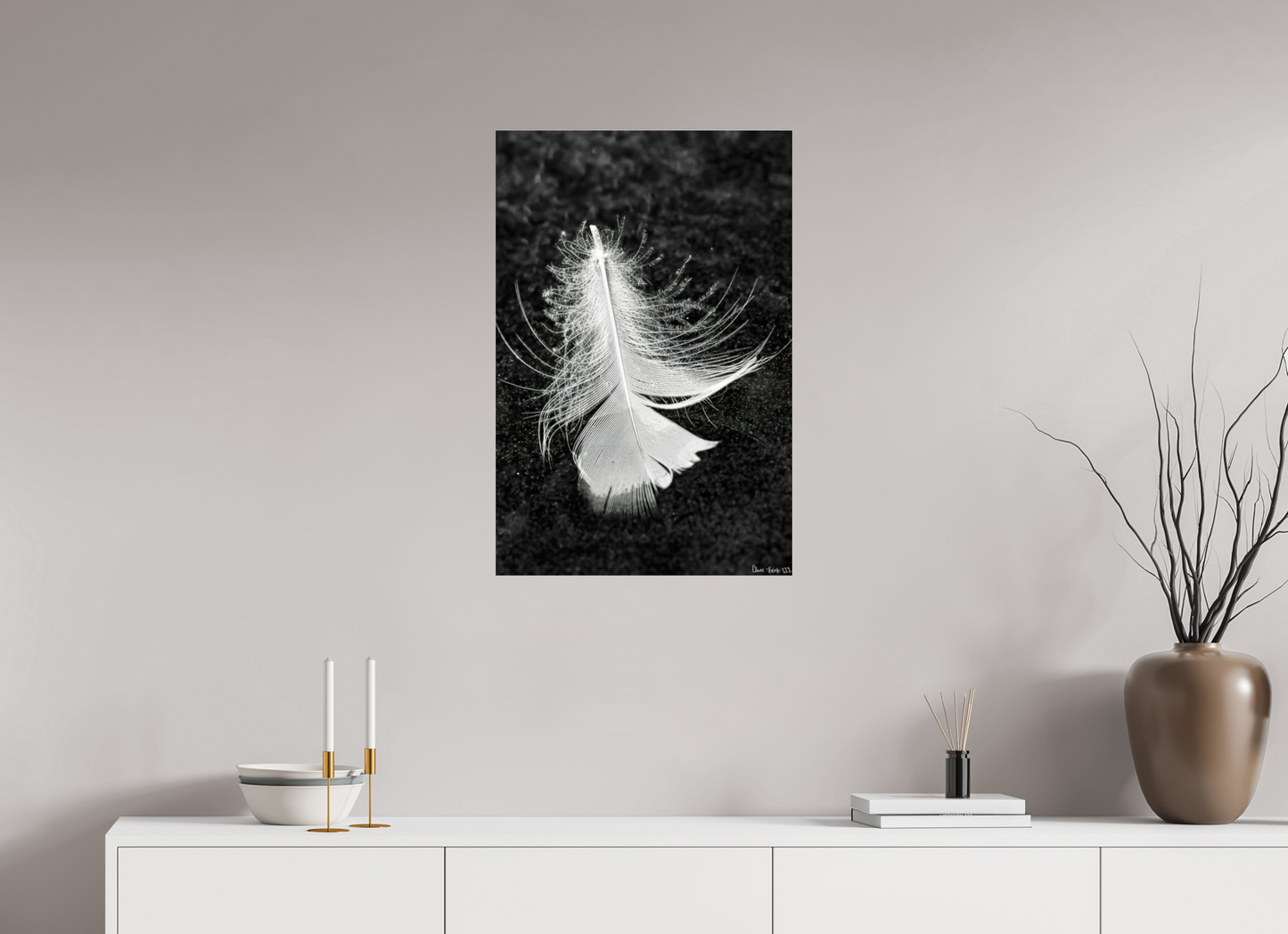 20 x 30″, Acrylic Feather On Ice