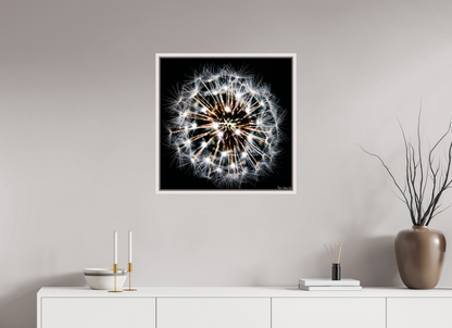 25 x 25″, Floater Frame Maple White Starburst