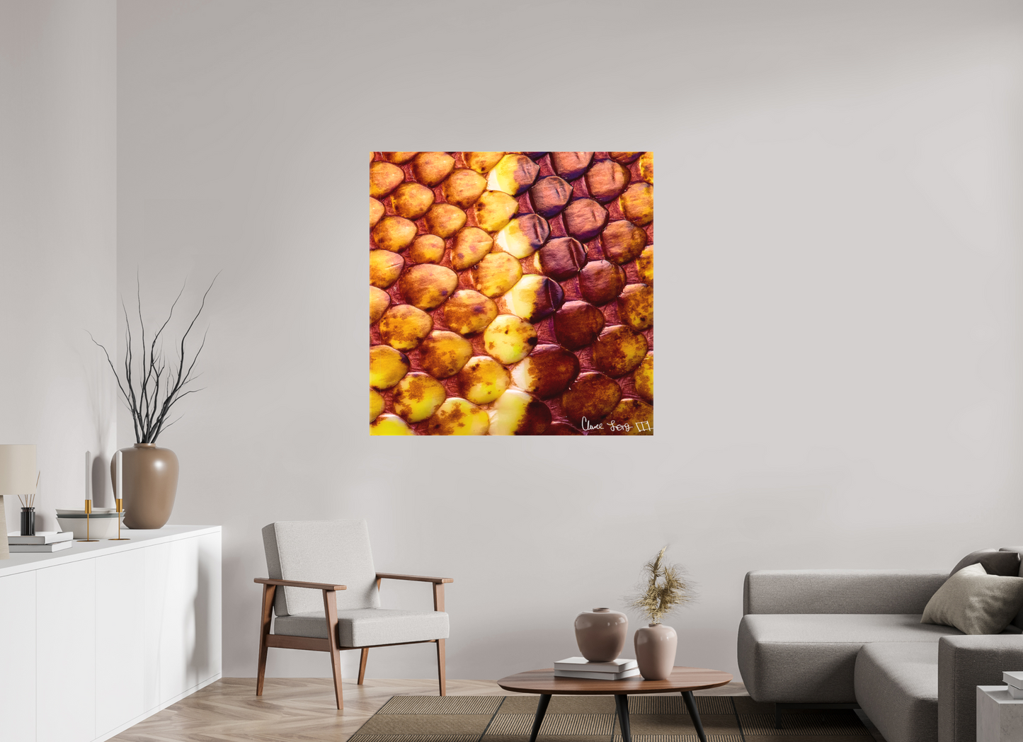 45 x 45″, Matte Canvas Reptilian Divide