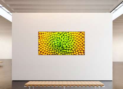 94 x 47″, Floater Frame Natural Oak Geometric Harmony