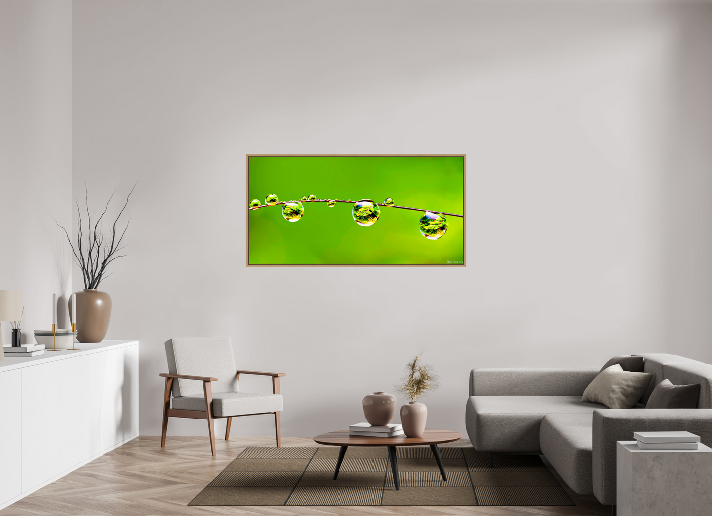 62 x 31″, Floater Frame Natural Oak Refraction