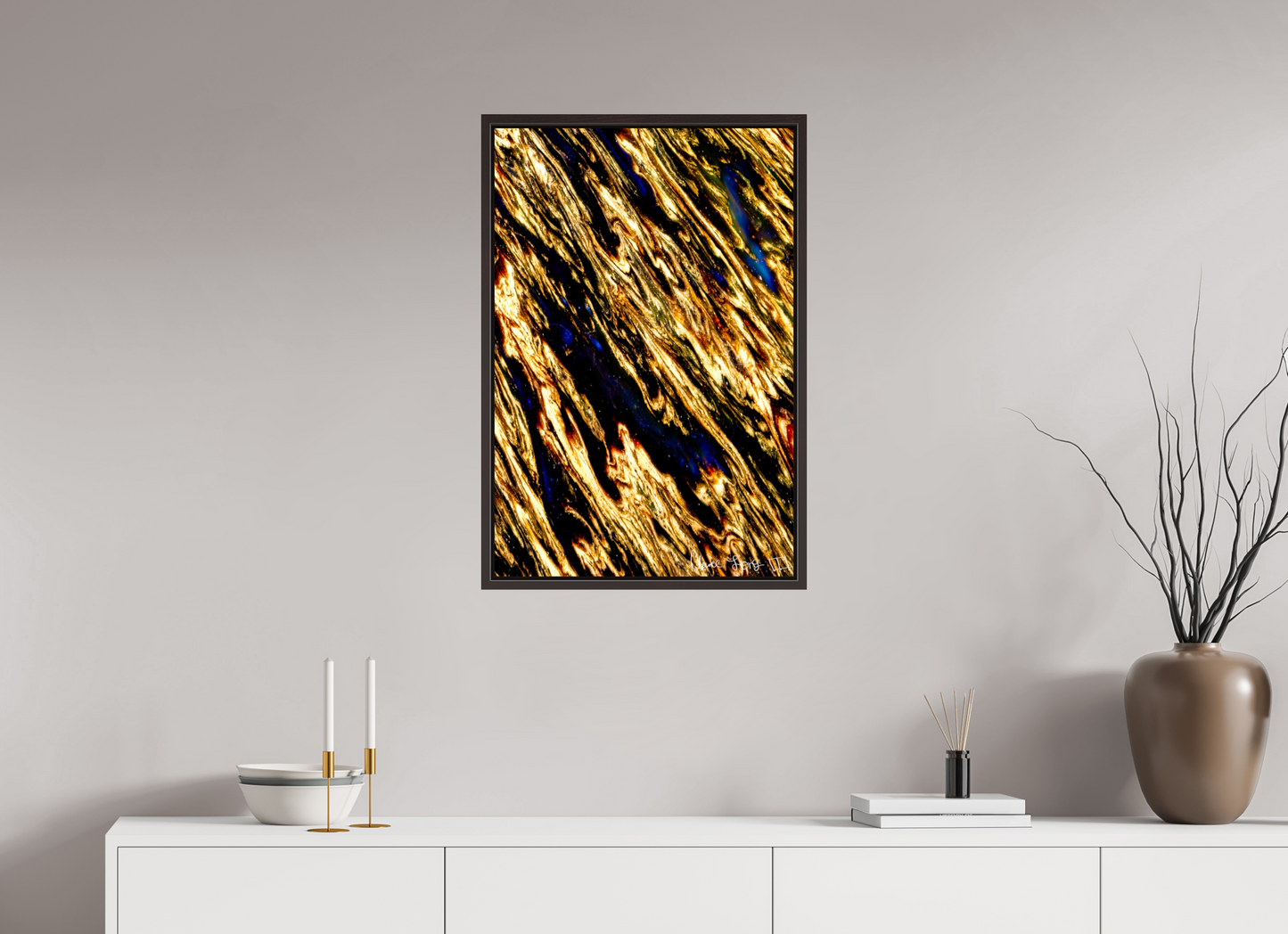 20 x 30″, Floater Frame Alder Brown Gilded Permeation