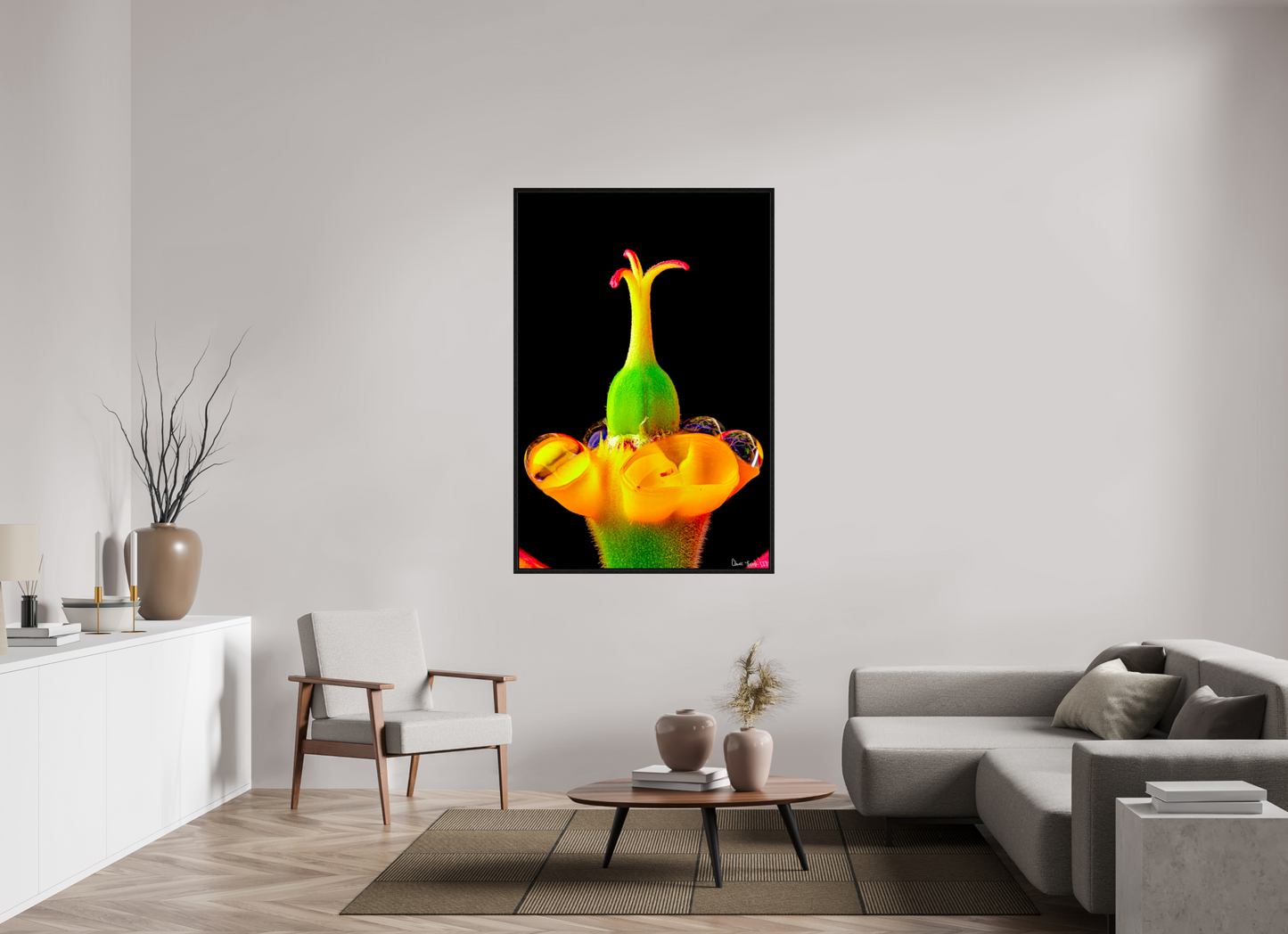 40 x 60″, Floater Frame Black Oak Bubble Fountain