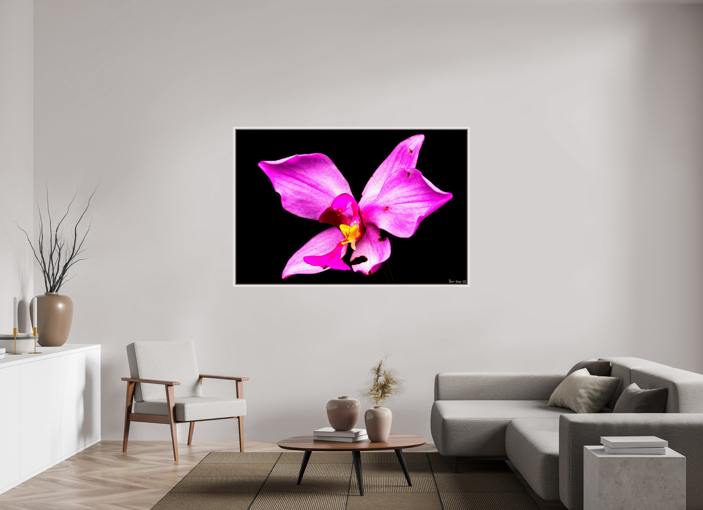 66 x 44″, Floater Frame Maple White Efflorescence