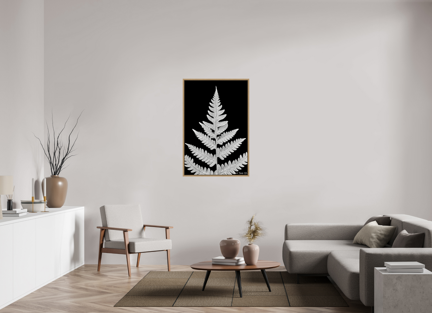 30 x 45″, Floater Frame Natural Oak Inverted Viridescence