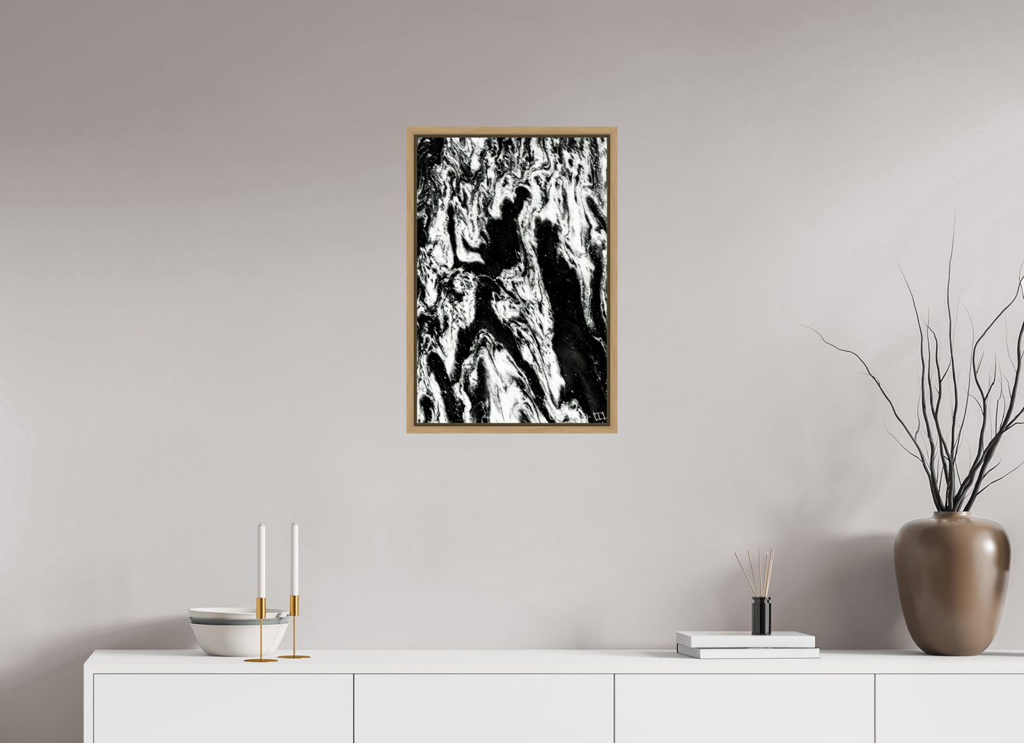 16 x 24″, Floater Frame Natural Oak Frolicking Shadows