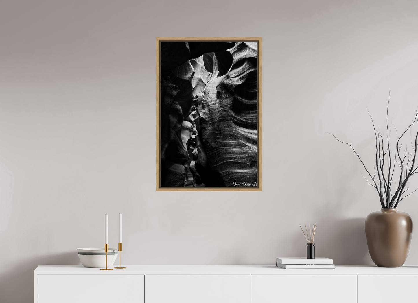 20 x 30″, Floater Frame Natural Oak Beauty Down Below