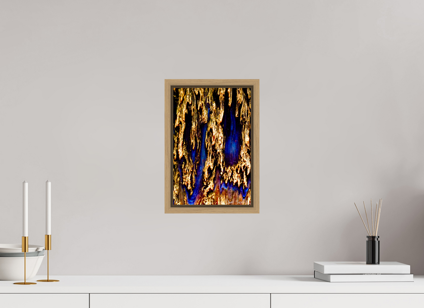8 x 12″, Floater Frame Natural Oak Gilded Torrent