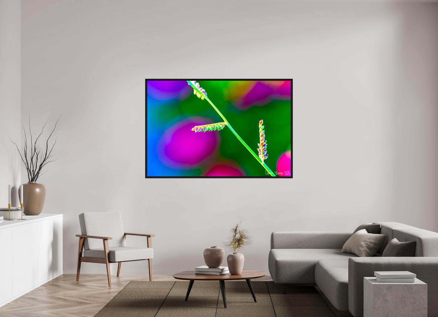 66 x 44″, Floater Frame Black Oak Technicolor Vibes