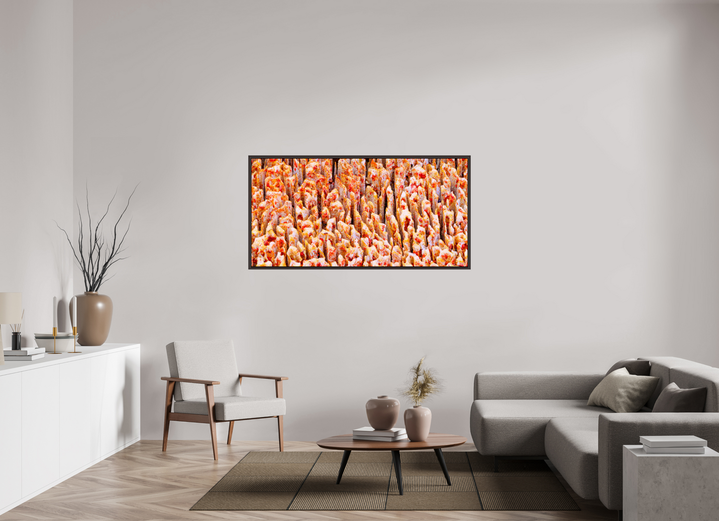 62 x 31″, Floater Frame Alder Brown Inescapable Decay