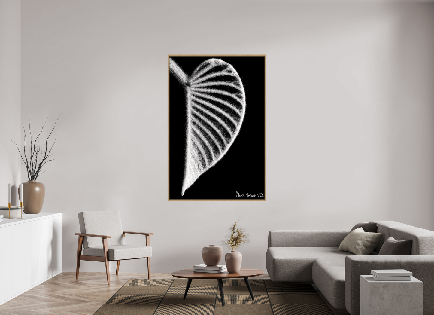 44 x 66″, Floater Frame Natural Oak Onyx Organ