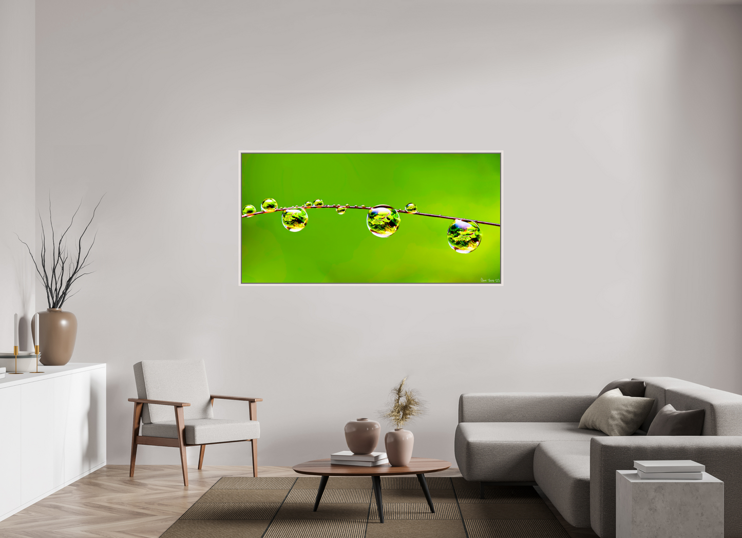 70 x 35″, Floater Frame Maple White Refraction