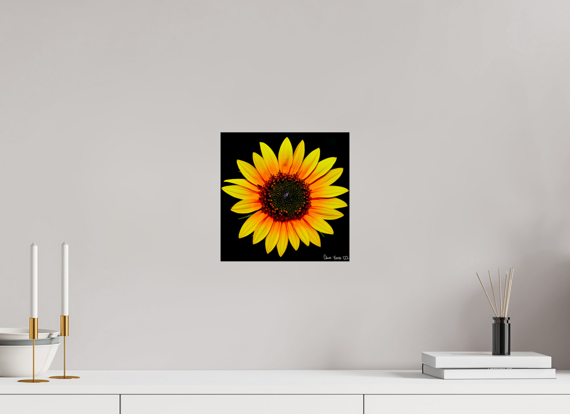 10 x 10″, Glossy Metal Nana’s Sunflower
