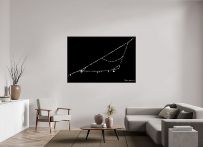 66 x 44″, Floater Frame Black Oak Right Triangle