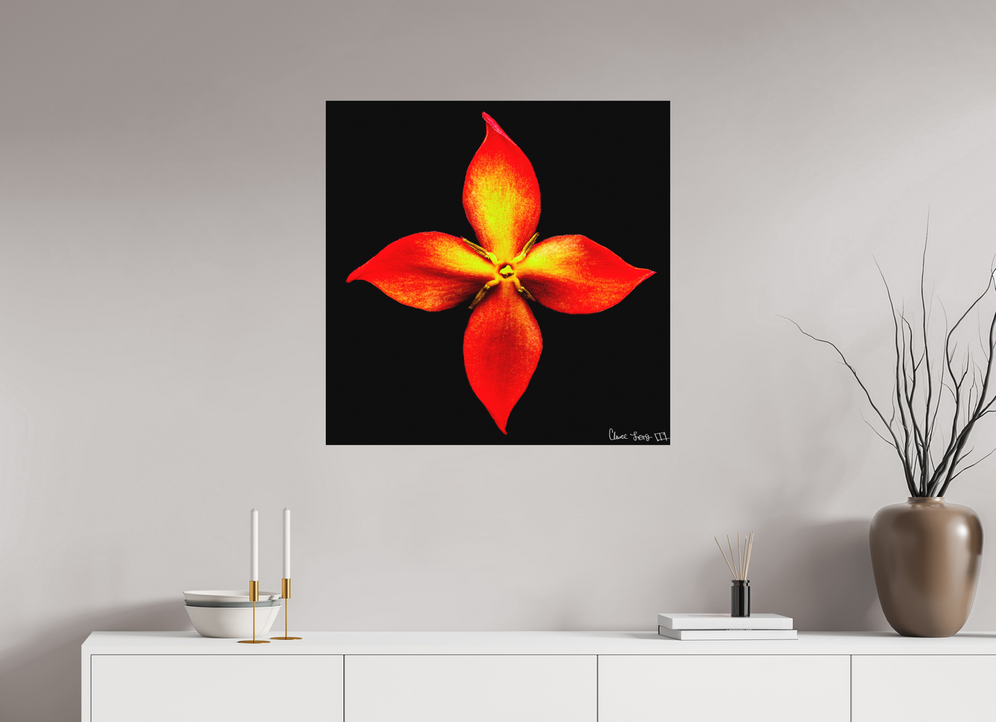 30 x 30″, Matte Metal Blazing Compass