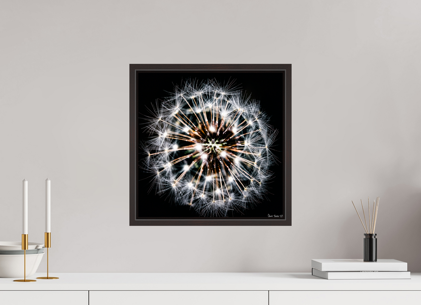 15 x 15″, Floater Frame Alder Brown Starburst