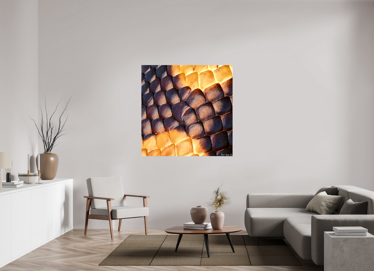 50 x 50″, Glossy Canvas Python’s Glow