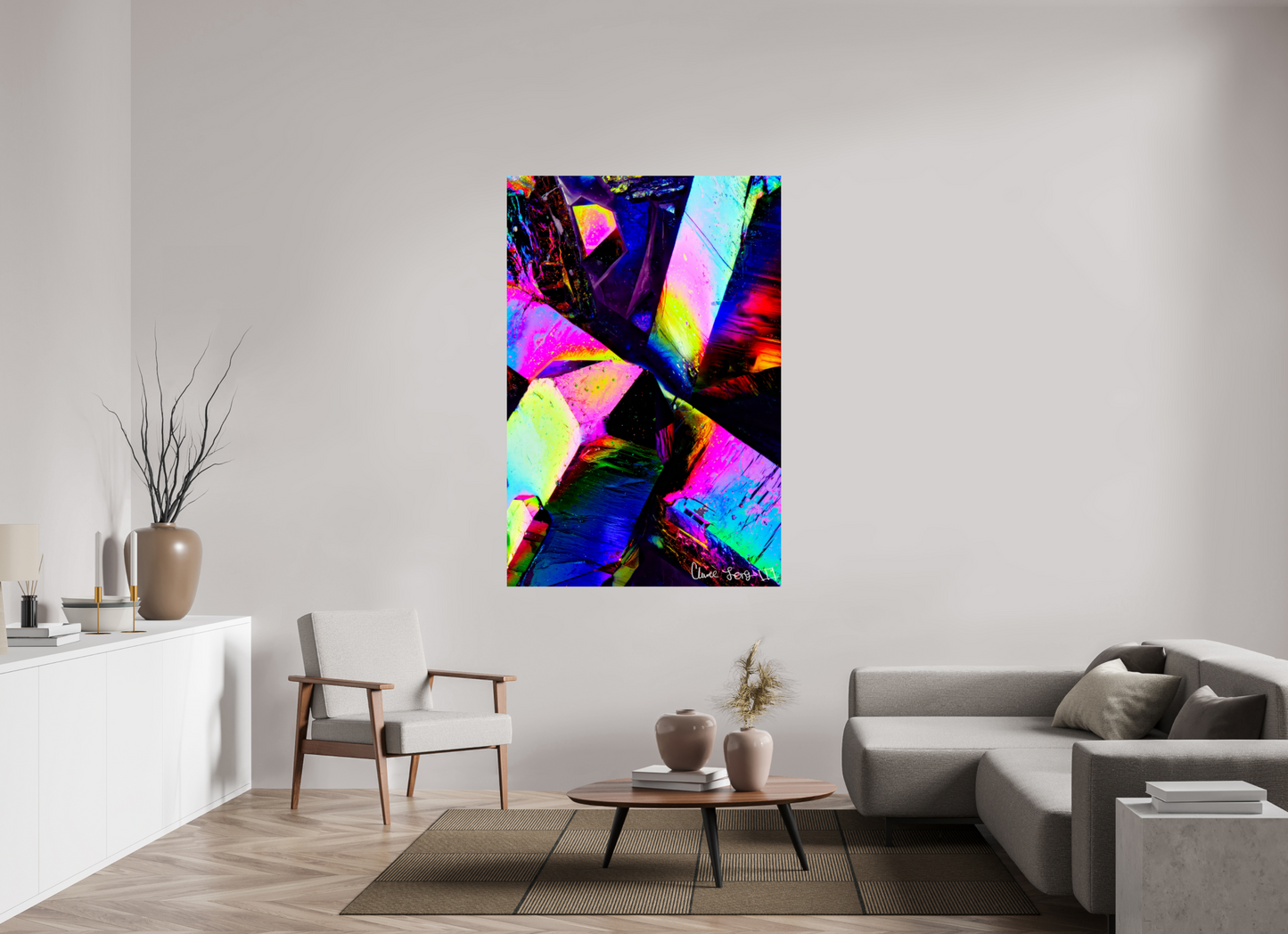 44 x 66″, Glossy Metal Prismatic Shards