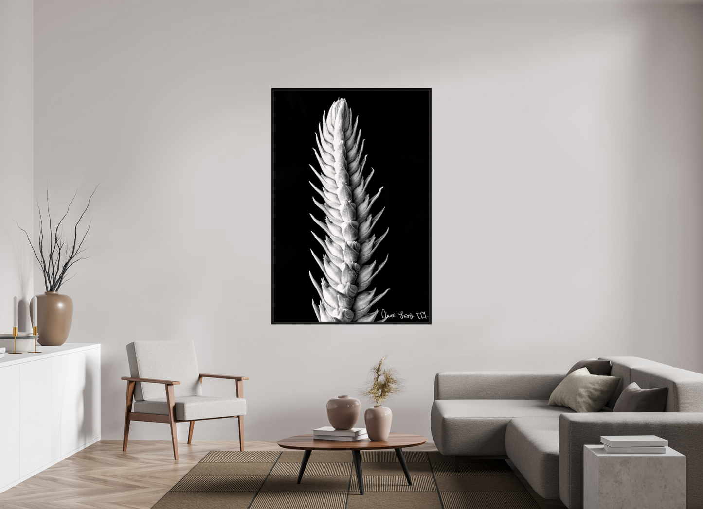 44 x 66″, Floater Frame Black Oak Vertebrae