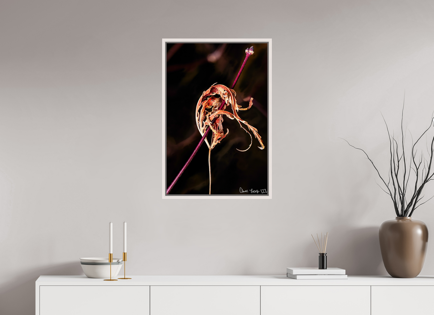 20 x 30″, Floater Frame Maple White Impaled