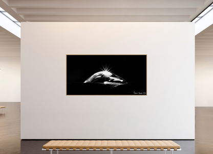 94 x 47″, Floater Frame Natural Oak Starry Mountain