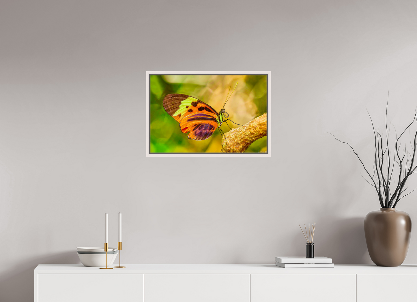 24 x 16″, Floater Frame Maple White Flamboyance