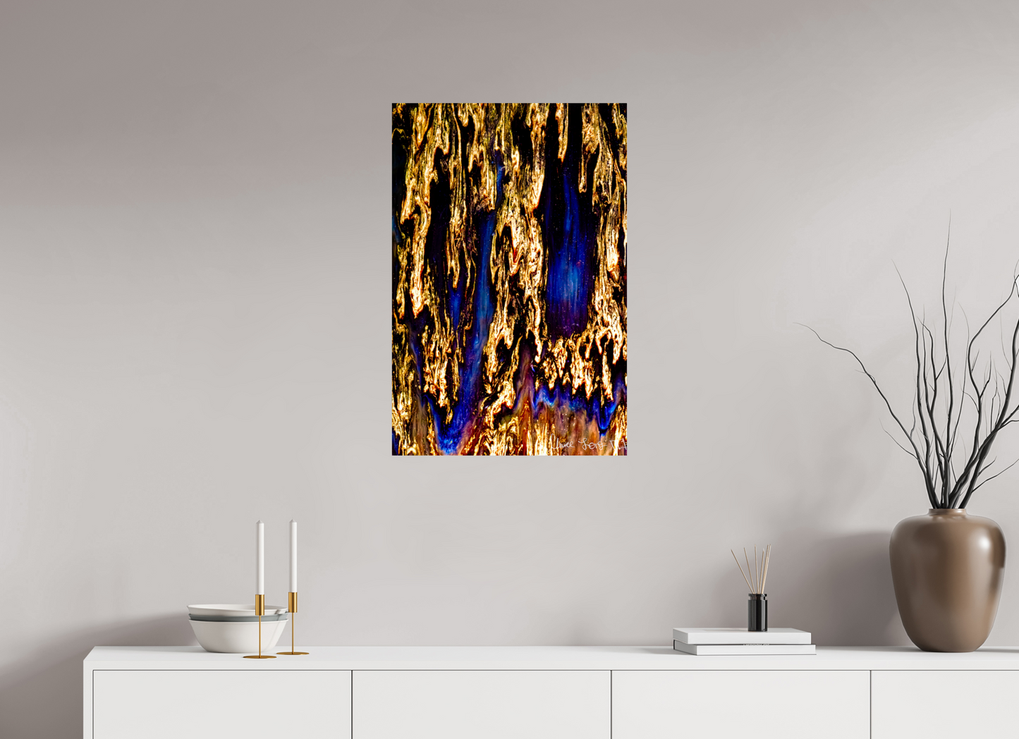 20 x 30″, Glossy Metal Gilded Torrent