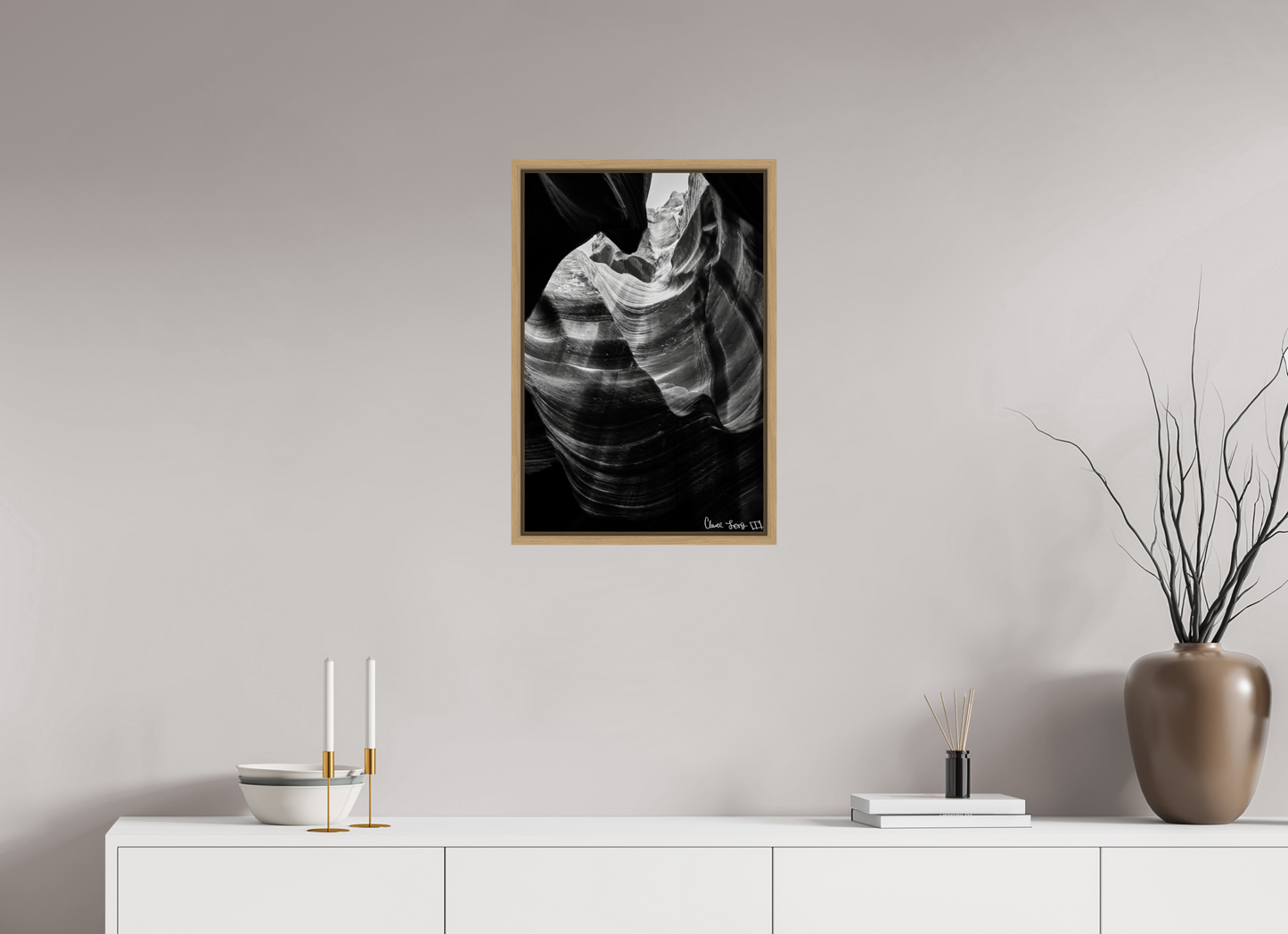 16 x 24″, Floater Frame Natural Oak Overtime