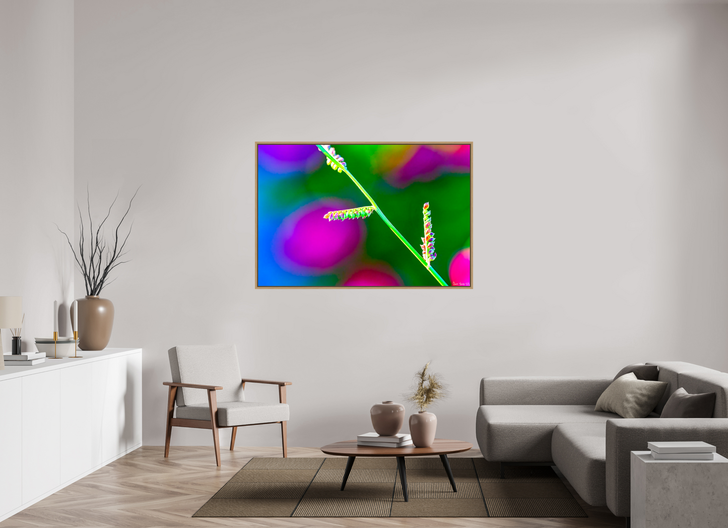 60 x 40″, Floater Frame Natural Oak Technicolor Vibes