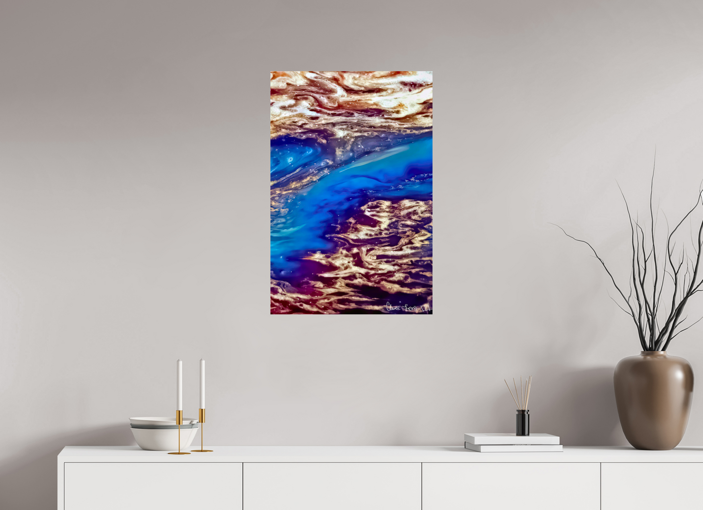 20 x 30″, Glossy Metal Stratospheric View