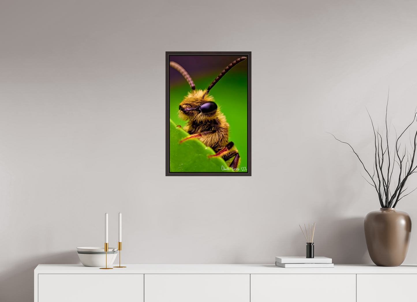 16 x 24″, Floater Frame Alder Brown The Cutest Bee
