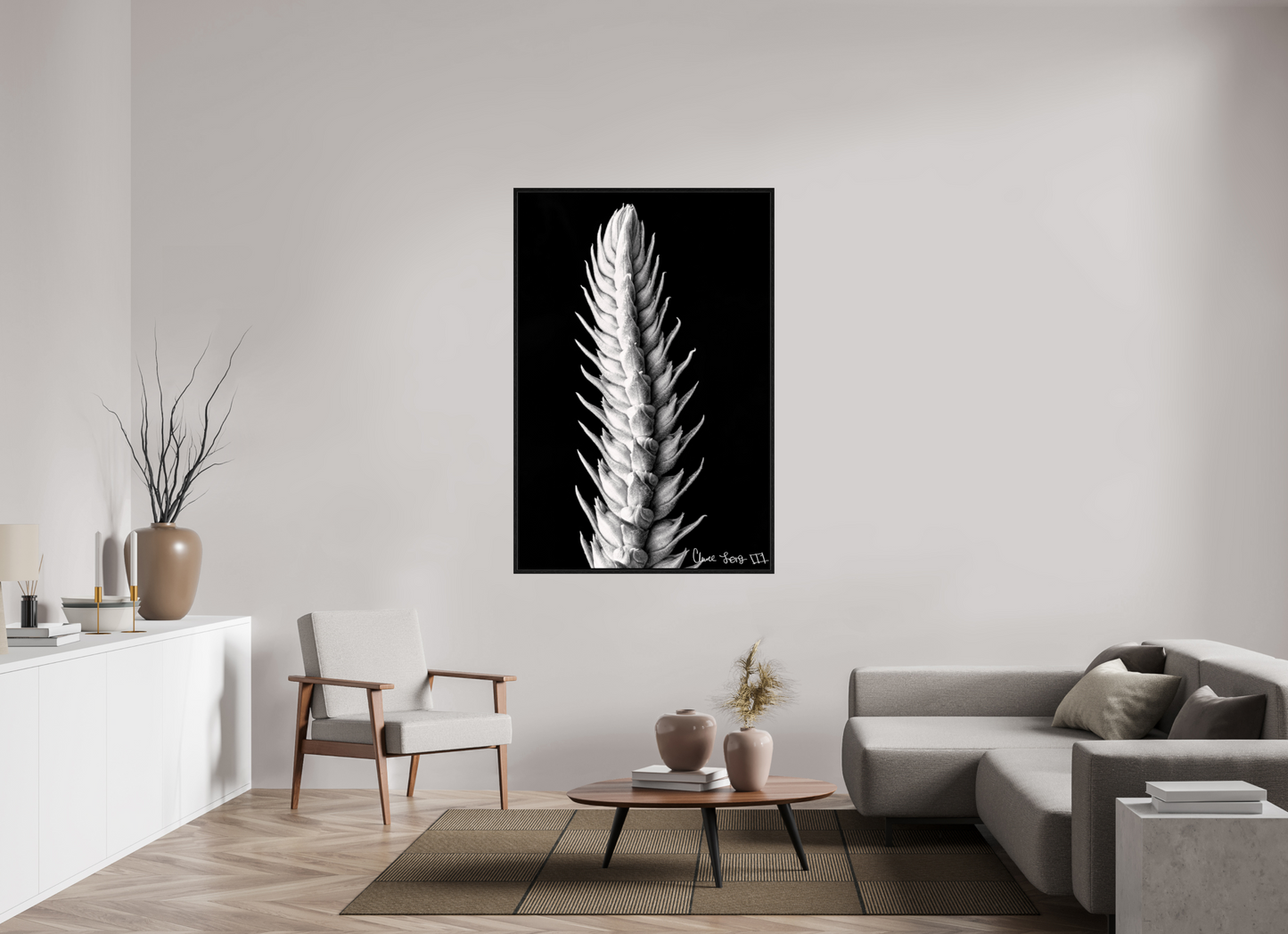 40 x 60″, Floater Frame Black Oak Vertebrae