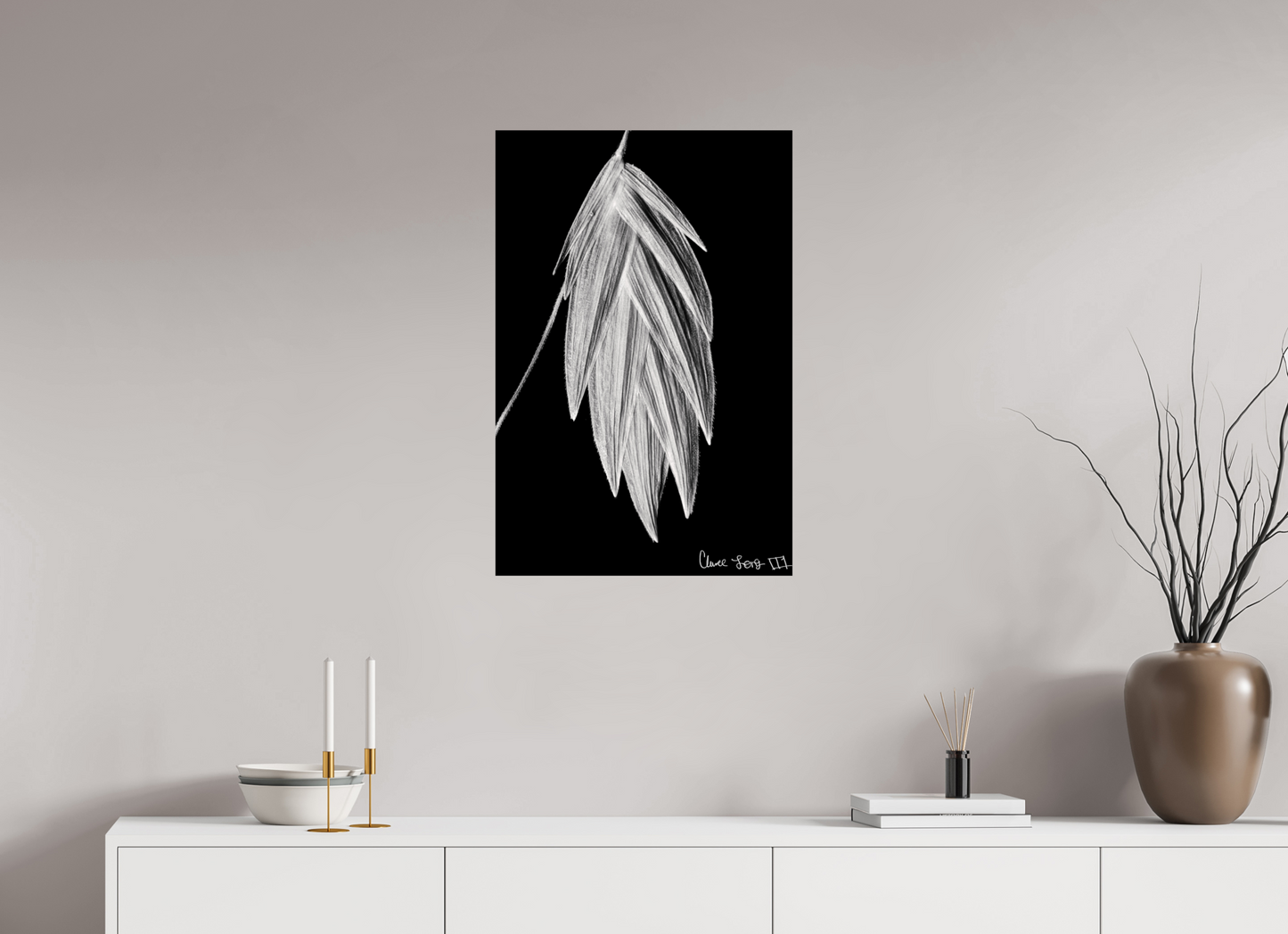 20 x 30″, Glossy Metal Tenebrous Sea Oat