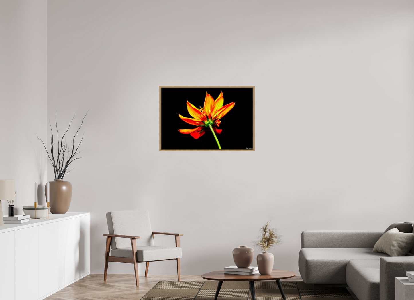 36 x 24″, Floater Frame Natural Oak Soaring Phoenix